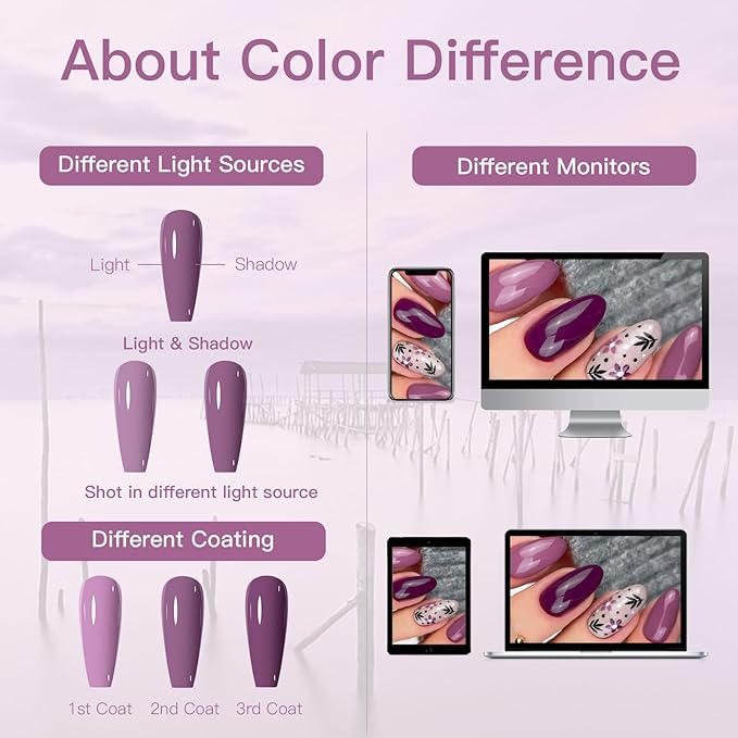 MEET ACROSS 12pcs Gel Nail Polish Set,Soak Off UV LED Lamp Gel Nail Polish Kit,Fashion Shimmer Nail Art Design Gifts for Women Manicure Salon (Blue Purple)