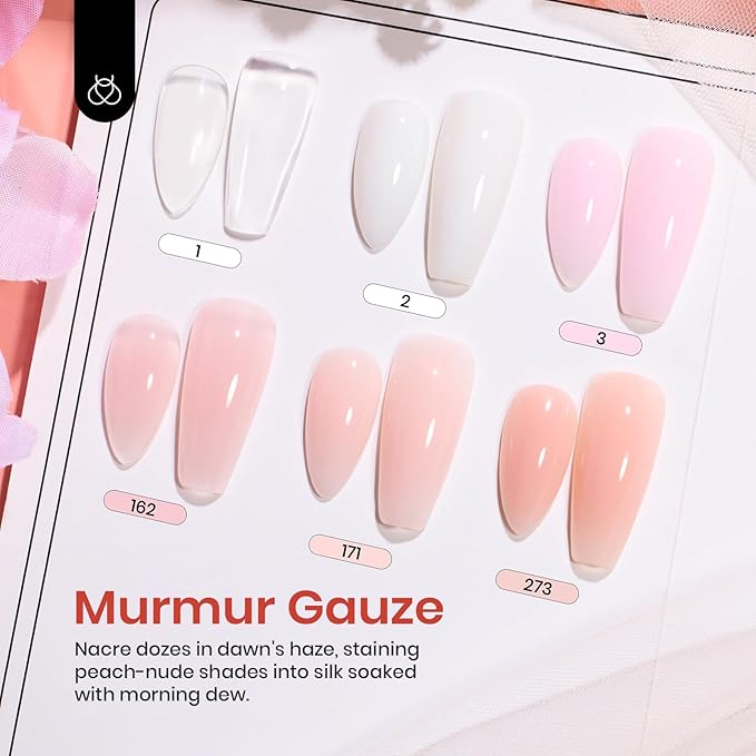 Beetles Poly Nail Gel 30g 6 Colors Murmur Gauze Builder Nail Extension Enhancement Gel for Beginner & Professional Long-Lasting and Easy to Use Supplies Gift for Women Girls