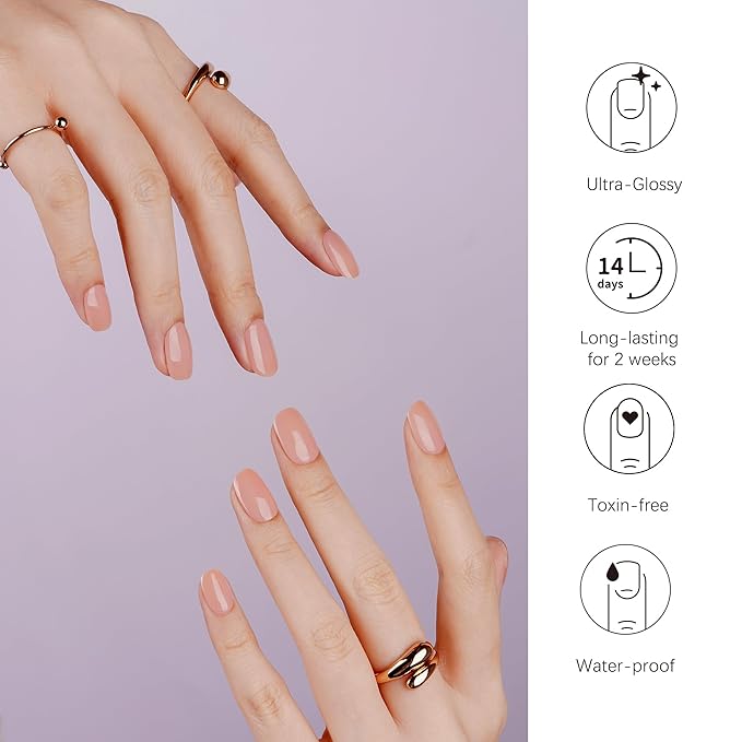 DANNI & TONI Semi Cured Gel Nail Strips (Tint Nude) Natural Solid Color Gel Nail Wraps 28 Stickers