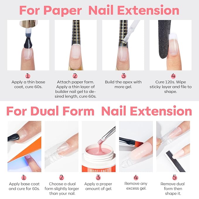 modelones Gel Builder for Nails, 10-in-One Builder Nude Pink for Extension Overlays, Cove Pink High Hardness Hard Gel for Apex Building Sculpting Home Salon U V/LED Cured, 2oz