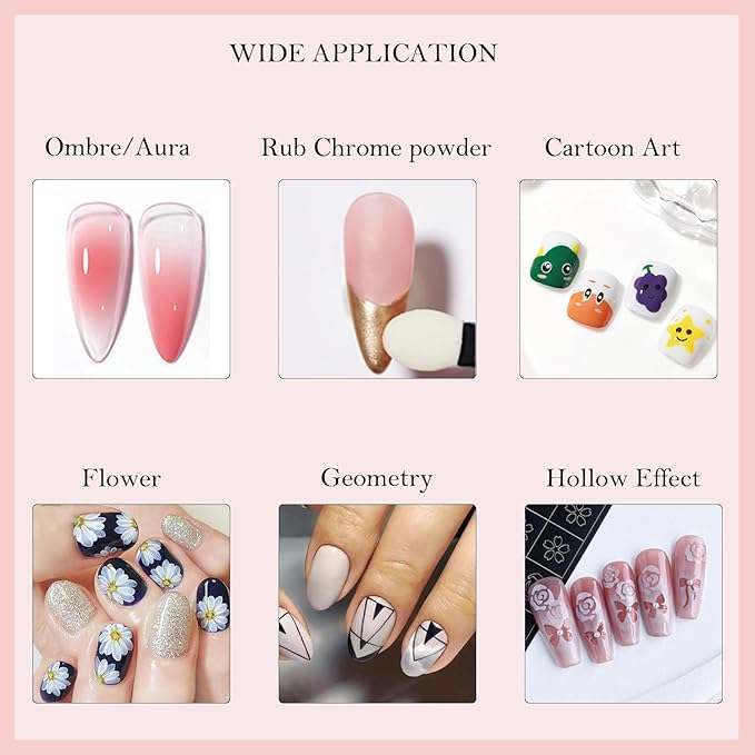 9 Colors Pat Painting Gel Nail Polish Set Ombre Aura Nail Gel Paint for Nail Art Drawing No Wipe Nail Art Painting Gel for Manicure Nail Salon with Sponges