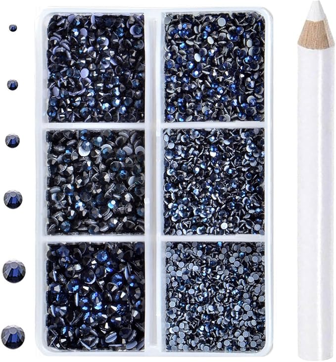 8000pcs Hotfix Rhinestones Flatback,Rhinestones for Crafts Clothes Mixed 6 Sizes, Hotfix Crystals with Wax Pencil Kit, SS3-SS12,Montana