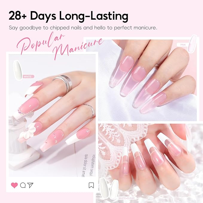 58PCS Acrylic Nail Kit for Beginners with Everything, 3 Colors Professional Acrylics Powder with Drill and U V Light 24pcs Glitter Decoration Complete Acrylic Nail Set Home Salon Design Gift Set