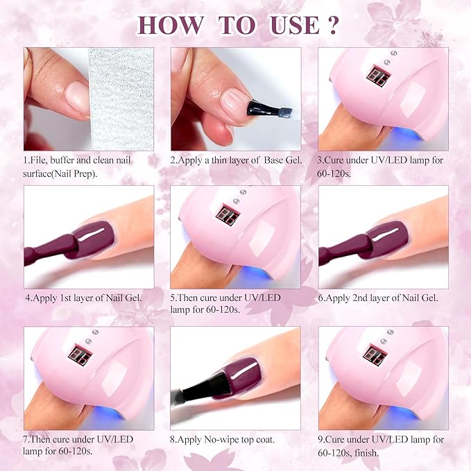 MTSSII Gel Nail Polish Set - 12 Colors Dark Purple, Blue, Navy, Dark Grey, Glitter, Red, Black Shimmer Gel Nail Gifts for Women, DIY Salon Home Manicure