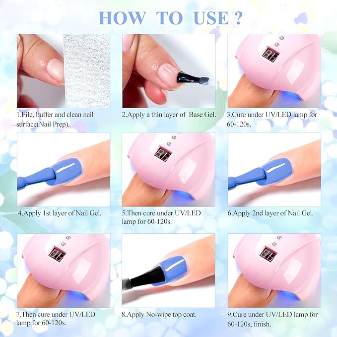 MTSSII 18pcs Jelly Gel Nail Polish Set Gel Polish 18PCS Jelly Nail Polish Kit Translucent Nude Pink Purple Blue Iridescent Colors UV LED Soak Off Home DIY Nail Art Salon Set