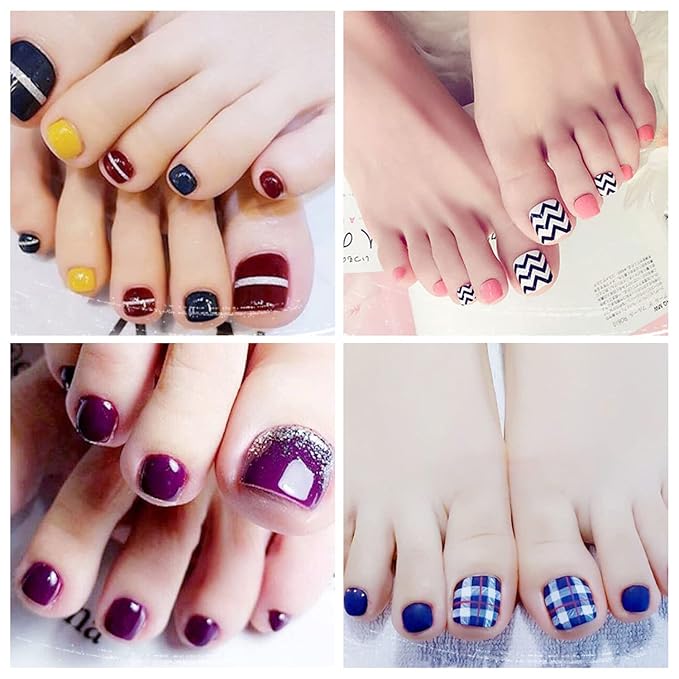 660 Pieces 30 Sheets Toe Nail Polish Strips Nail Stickers Full Nail Wraps Self Adhesive Nail Art Stickers Nail Strips for Women Girl Nail Accessories with Nail File