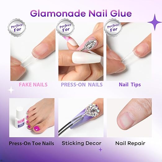 Super Strong Nail Glue: 10ml - Professional Adhesive for Press Ons & Acrylic Nails & Fake Nail Tips Long-Lasting Mess-Free Quick-Dry for DIY Manicure
