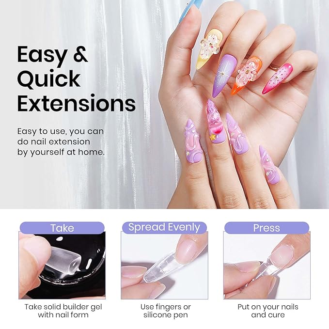 MIZHSE 30g Solid Builder Gel for Nails and Solid Nail Glue Gel, Clear Non-sticky Hard 3D Sculpting Glue for Press on Nails Manicure DIY at Home Salon