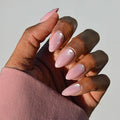 Valentines Day Glamnetic Press On Nails - Pearl Me Softly | Short Almond Fake Nails in a Soft Pastel Pink Hue with Girly 3D Pearls and a Velvet Finish | 15 Sizes - 30 Nail Kit with Glue