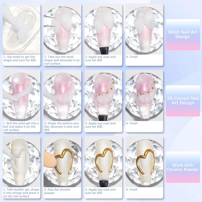 30g White Sculpting Gel for Nail Art Solid Builder Gel 3D Nail Gel Hard Extension Gel for Nails, Non Stick Hand Sculpting Nail Art Design Gel Modeling Salon Nail DIY at Home
