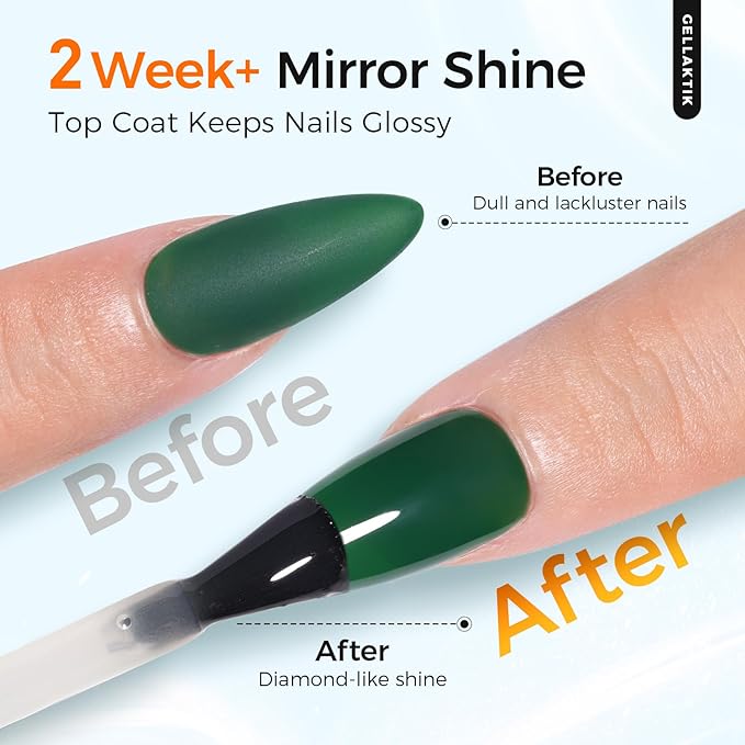 2 Pcs 18ml Gel Base Coat and Glossy Top Coat Set No Wipe Foundation Combination for Long Lasting Shine, Perfect Manicure Gift Set for Women, DIY Nail Art, UV Light Cure