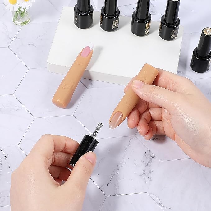 Giantree 2 PCS Silicone Practice Fingers for Acrylic Nails, Fake Training Nail Practice Finger Model, Flexible Bendable Mannequin Finger Soft Silicone Fake Fingers for Nails Art DIY