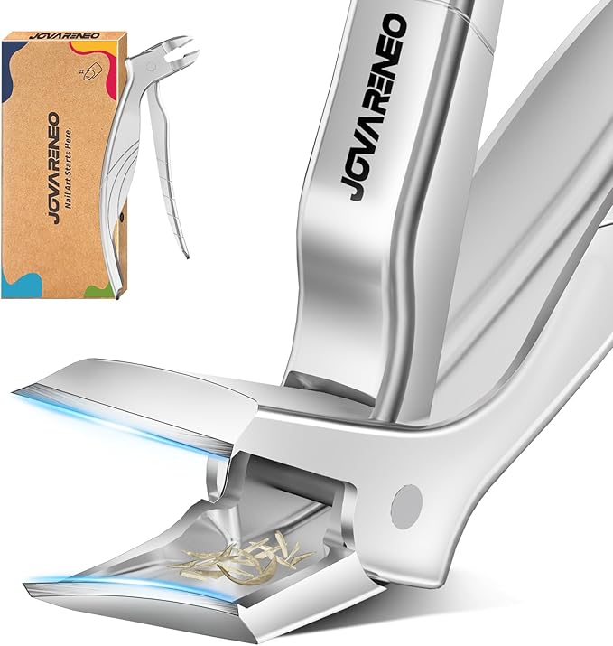 Toenail Clippers for Seniors, Angled Head Large Toe Nail Clippers for Thick Toenails, Wide Jaw Eagle Beak Clippers for Ingrown Nails, Anti-Splash Cutter with Curved Blade, Cuticle Clippers