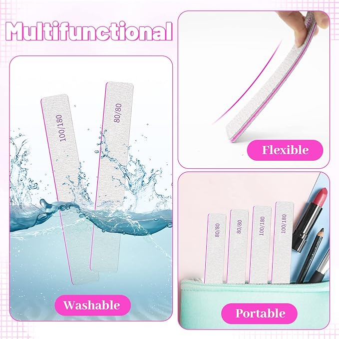 25pcs Nail Files 80 Grit, BLESWIN 80/80 Grit Nail Files, Jumbo Nail Files for Acrylic Nail, Double-Sided Emery Board Nail Filer for Manicure, Pedicure, and Acrylic Nails