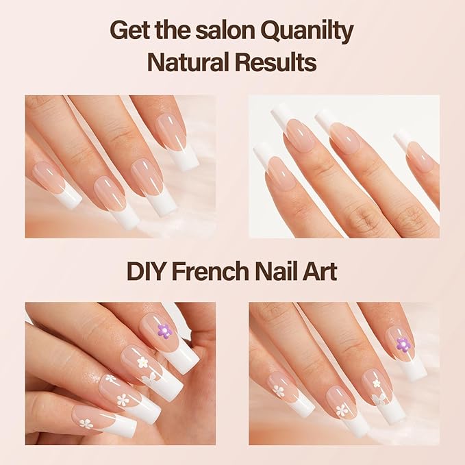 Vansiho French Gel Nail Tips, 150Pcs Long Square Gel Nail Tips, French Tips Press on Nails, Fake Nails for Nail Art DIY 15 Sizes