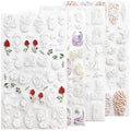French Pattern Roses White 5D Embossed Nail Stickers, Romantic Rose Nail Decals for Women & Men - Self-Adhesive Nail Supplies