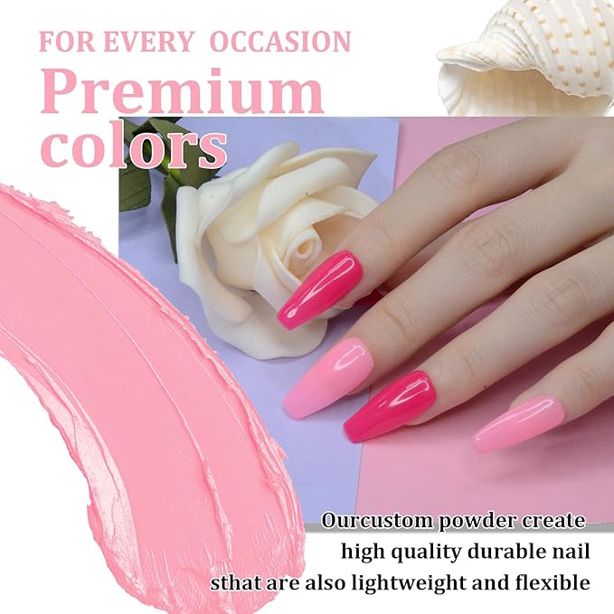 Nail Dip Powder, Pink Color Dipping Powder - Odor-Free& - Long-Lasting Dip Nail Color Lasts 28 Days - Low-Odor & No UV Lamp Required - 1oz
