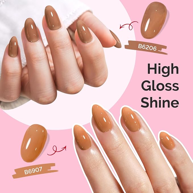 MelodySusie Jelly Gel Nail Polish Set,6 Transparent Colors,Milky or Jelly Texture,Warm Harvest Colors Soak Off UV LED Light Cure or Salon Manicure and Nail Art DIY at Home 15ML 0.3Fl Oz