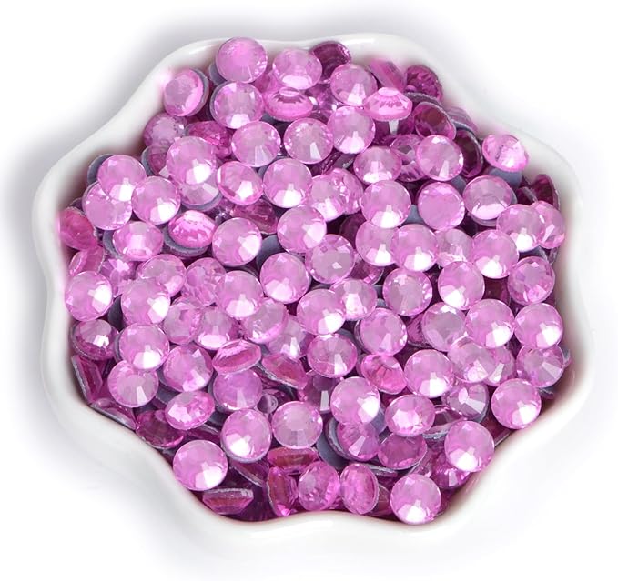 2880 Pieces SS3 Lt. Rose Hotfix Rhinestones Flatback Round Crystal Glass Rhinestones Gems for Crafts Nail Face Art Clothes Shoes Bags DIY