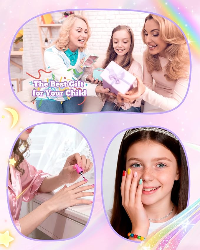 krofaue Kids Nail Tips - 240pcs Children Square Clear Press On Nails for Little Girls 10 Sizes Soft Gel Tips Extensions for DIY Decoration (9-12 years old)