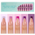 150Pcs French Gel Nail Tips, Vansiho Long Square Nail Tips, Purple Pre-French Tips Press on Nails, Soak Off Soft Gel Acrylic Fake Nails for Nail Art DIY 15 Sizes