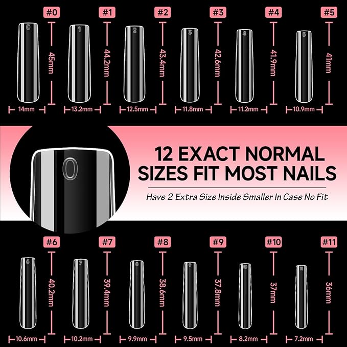 UNA GELLA Nail Tips Square Fake Gel Nails Tips 120 PCS No C Curve XXL Extra Long Full Cover Square Straight Curved Tapered Acrylic Nails for Press on Nail Extensions Salon Home DIY with Box