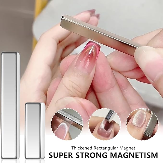 46Pcs Cat Eye Nail Magnet Tool Set, Cat Eye Heart Magnets for Nails, Double-Head Nails Magnet Stick, Round Magnetic Beads, Heart Cat Eye Gel Polish Magnets Tools for Women DIY Manicure