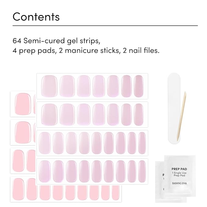 Dashing Diva Glaze Nail Strip Duo - Cotton Candy Collection - Unicorn Glaze & Cotton Candy Glaze - Long Lasting, Chip Resistant, Semi-Cured Gel Nail Strips - Contains 2 Colors