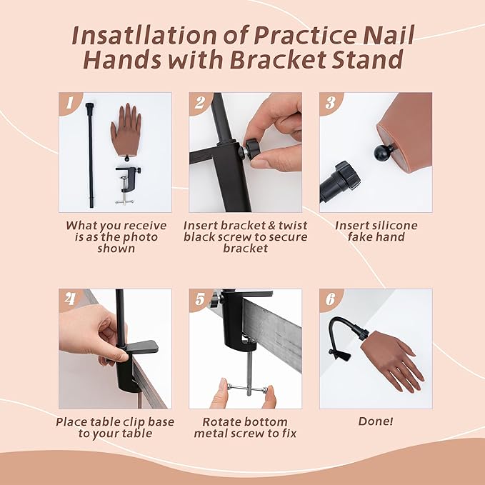 Practice Hand for Acrylic Nails,Professional Mannequin Training Hand with Flexible Fingers for Acrylic Nails,Gel Polish & Nail Art,Complete Practice Kit for Manicure Beginners