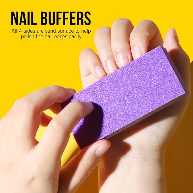 FANDAMEI Nail Buffers and Files - Professional Nail Care Kit with Rectangular Buffer Blocks, 100/180 & 1000/4000 Grit Files