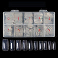 Clear Nail Tips 500pcs Acrylic Full Cover Fake Nails with Storage Case 10 Sizes Long False Nail for Lady Nail Salons and Home DIY Nail Art(Full Cover)