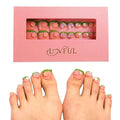 LOVFUL Handmade Acrylic Press on Toenails Fairy Tale Garden | Salon Quality 20 PCS Free Size Toe Nails | Reusable Fake Nails for Toe | T151