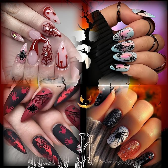 50pcs 3D Black Spider Nail Charms & Gems - Halloween DIY Nail Art Supplies