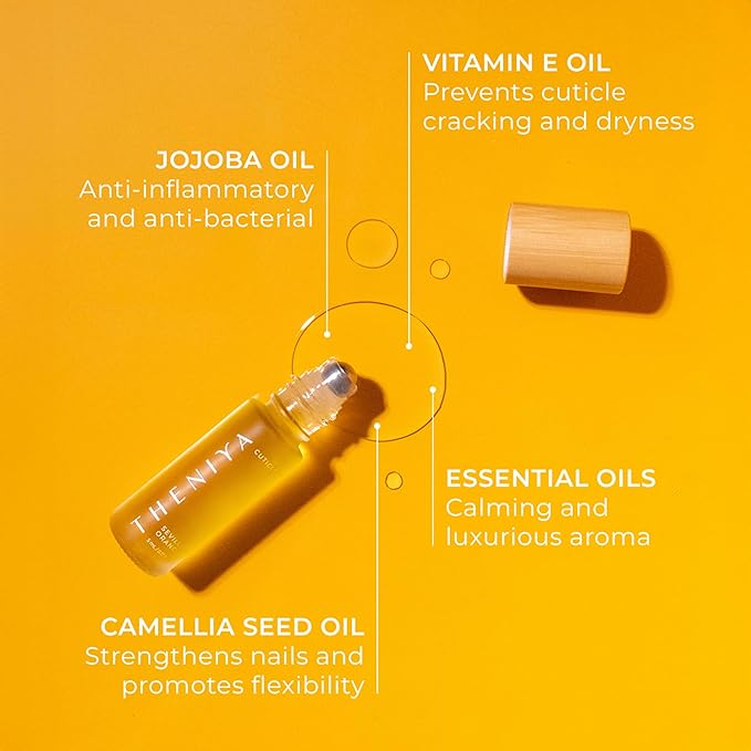 Cuticle Oil for Nail Strengthening and Growth – Hydrating, Vegan, Organic Formula with Jojoba & Vitamin E | 3 Signature Fragrances | 5mL Roll-On (0.17 Fl Oz, Orange Fragrance)