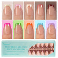 300Pcs French Gel Nail Tips, Vansiho Short Square Nail Tips, Pre-French Tips Press on Nails, Acrylic Fake Nails for Nail Art DIY 15 Sizes
