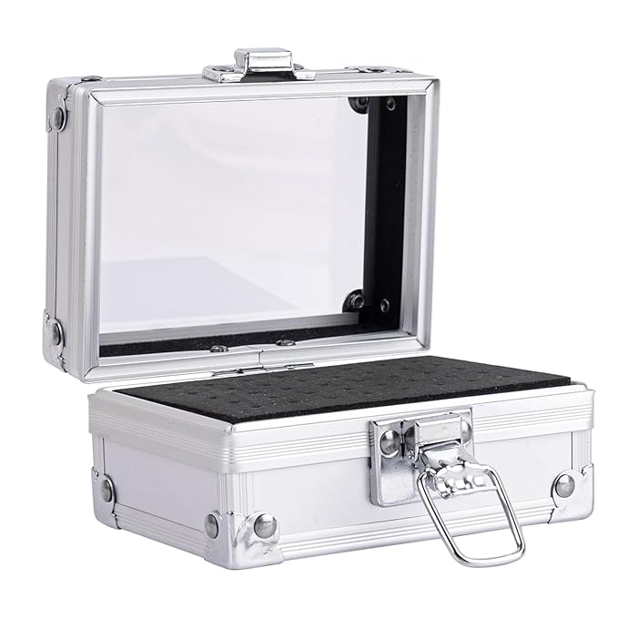 Framendino, 40 Holes Nail Drill Bit Holder Storage Case for Salon Silver