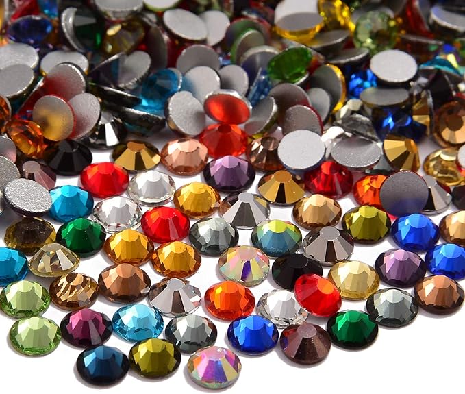 NCB 3000pcs Flatback Round Glass Nail Art Rhinestones Crystal for DIY Making Accessories Shoes, Clothes, Face Art, Bags, Manicure (Multicolors, SS4 3000pcs)