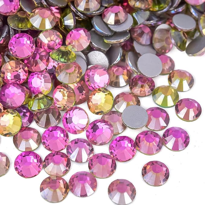 Blinginbox 1440 Pieces SS16/3.8-4mm Flat Back Crystal Rhinestones Round Gems for Nail Art,Air Gold line Rose