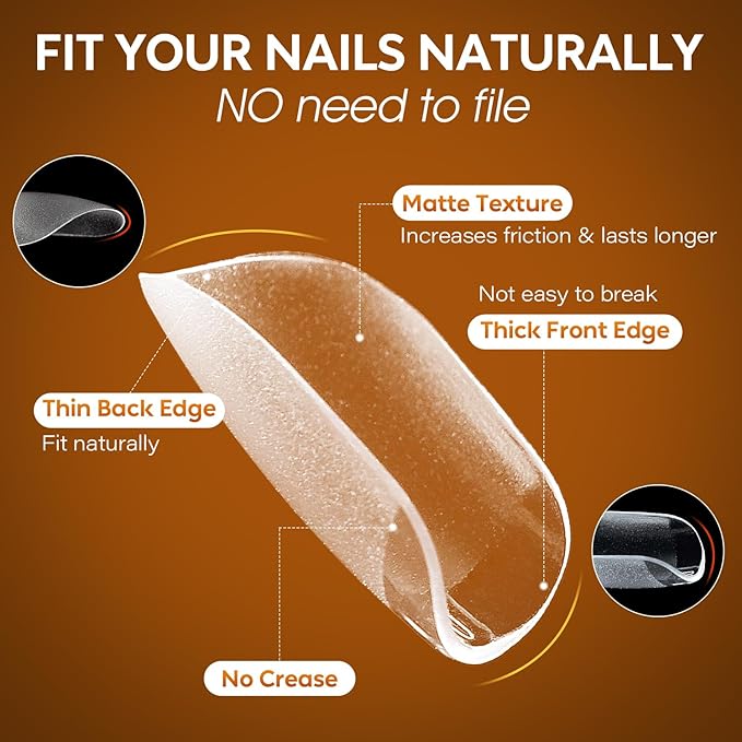 Nicedeco Gel Nail Tips Short Square Shape Nails, 504Pcs Pre Shaped Soft Tips Full Cover False Nails for Gel Nail Extensions Press on Nails - 011