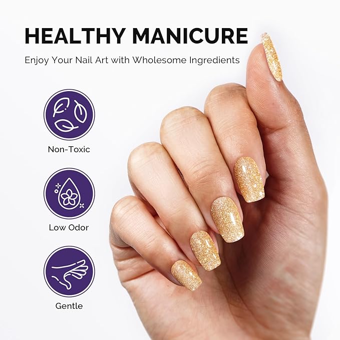 MelodySusie Galaliver Gold Glitter Gel Nail Polish, 15ML Shimmer Gold Sparkle Gel Polish Soak Off UV LED Cured Long Lasting Gift for Women DIY Nail Design Nail Art Manicure X02