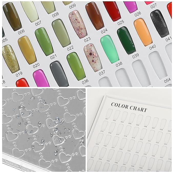 308 Colors Nail Display Swatches Book with 360 Tips for Nail Polish UV Gel Color Cards Nail Salon Tool Sample Display Nail Art for Nail Salons, DIY Nail Art at Home (Sliver)