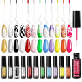 TWOEIGHT Gel Nail Polish Liner Nail Art 12 Colors 8ml UV Lamp Soak-off Polishes Pigmented Red Pink Glitter Built Thin Brush in Bottle Manicure DIY at Home Salon Quality Gift for Women for Mom