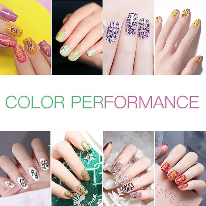 SEISSO Stamping Nail Polish Gels, 12 Colors Stamping Gels 0.25 Fl Oz Soak Off Printed Gel UV Stamp Nail Gel for Nail Stamp Plate Stamper DIY Nail Art Design