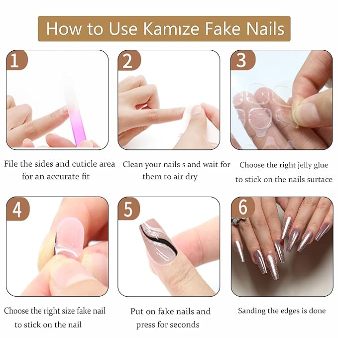 Press on Nails Long Coffin Haze Purple Cat Eye Fake Nails Acrylic Glue on Nails with Silver Glitter Designs Full Cover Acrylic Nails Press ons for Women Daily Wear 24 Pcs
