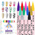 EBANKU 12 Color Nail Art Pens Set 3D 0.7MM Graffiti Acrylic Paint Nail Art Quick-Drying Nail Point Graffiti Dotting Liner Pen Sets for Home