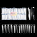 NMKL38 150PCS 15 Size Poly Extension Gel Dual Nail Form Coffin Nails Clear Ballerina Nail Tips Full Cover