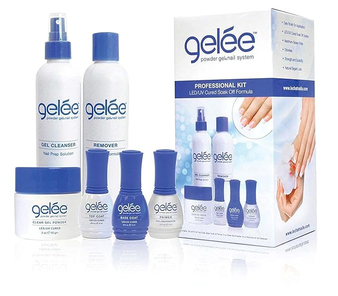 LeChat - Gelee Powder Gel Nail System Professional Kit - Easy to Apply - Curable with UV or LED Lamp - Soak-Off Capability - Odorless - Designed for Professional Use