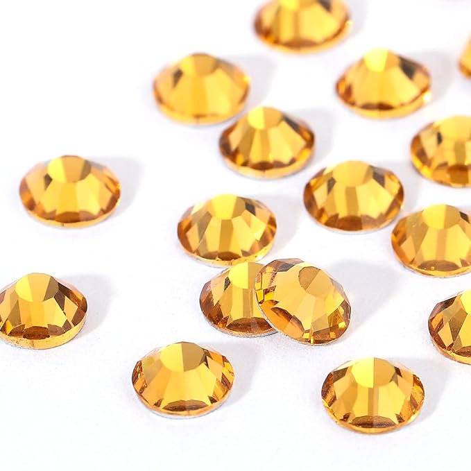 Gold Yellow Rhinestones Flatback Rhinestone for Crafts Glass Nail Rhinestones Nail Gems Crystals for Makeup Bags Shoes Decoration DIY(SS20,1440pcs,Gold Yellow)