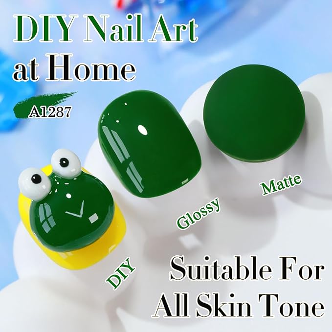 Double Rhythm 0.50 OZ Gel Polish Hema Free Same Color Same Bottle Golden Round Translucent Neutral Natural Milky 15 ML Jelly UV Polish Art DIY at Home (Dark Green-C1287)