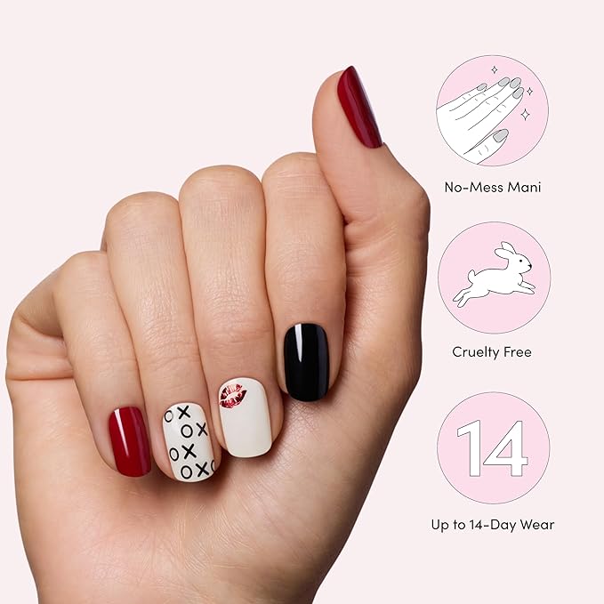 Dashing Diva Gloss Nail Strips - Admittedly Obsessed - UV Free, Chip Resistant, Long Lasting Gel Stickers - Contains 32 Wraps, 1 Prep Pad, 1 File